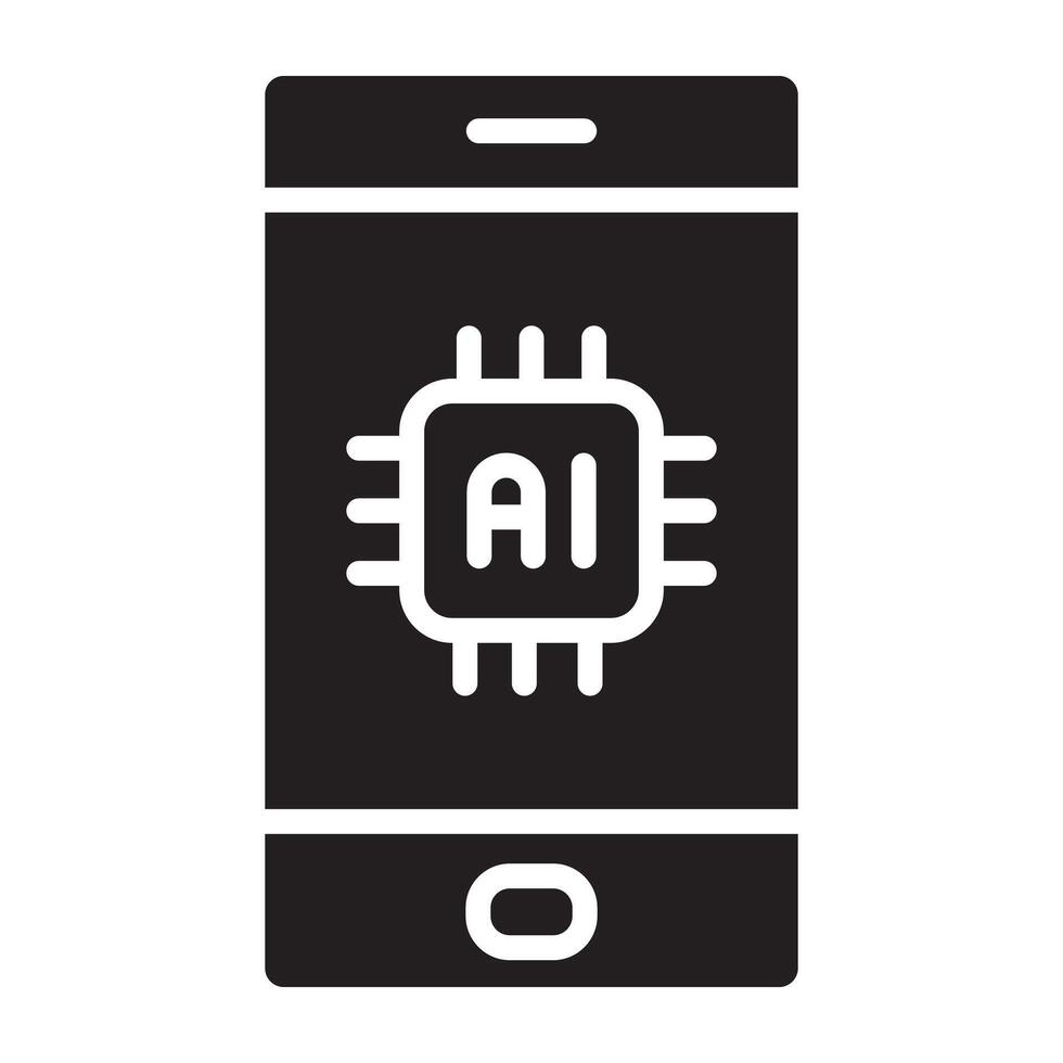 Artificial intelligence smart phone ai icon. vector