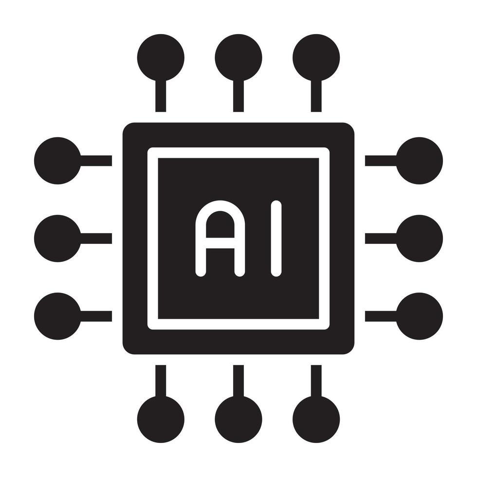 Artificial intelligence ai processor chip icon. vector