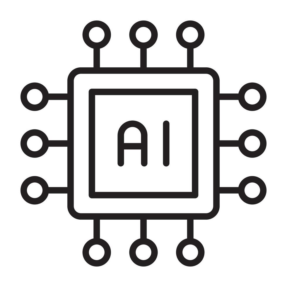 Artificial intelligence ai processor chip icon. vector
