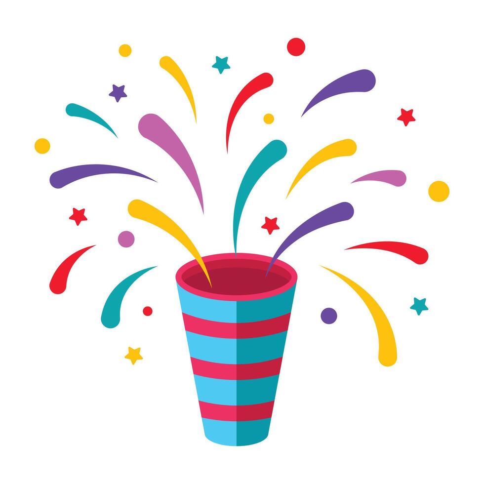 Party confetti popper exploding birthday. vector