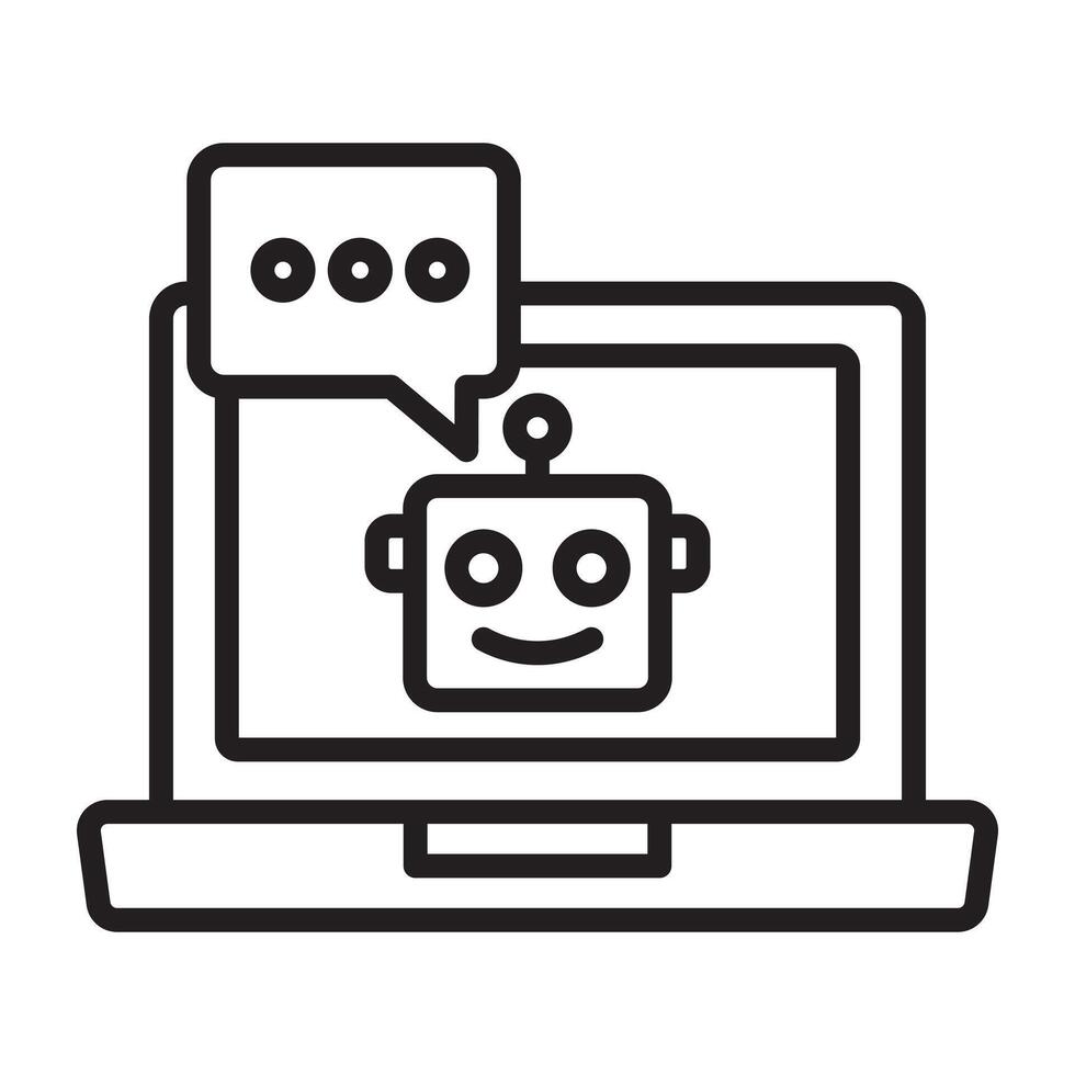 Laptop chatbot icon. vector