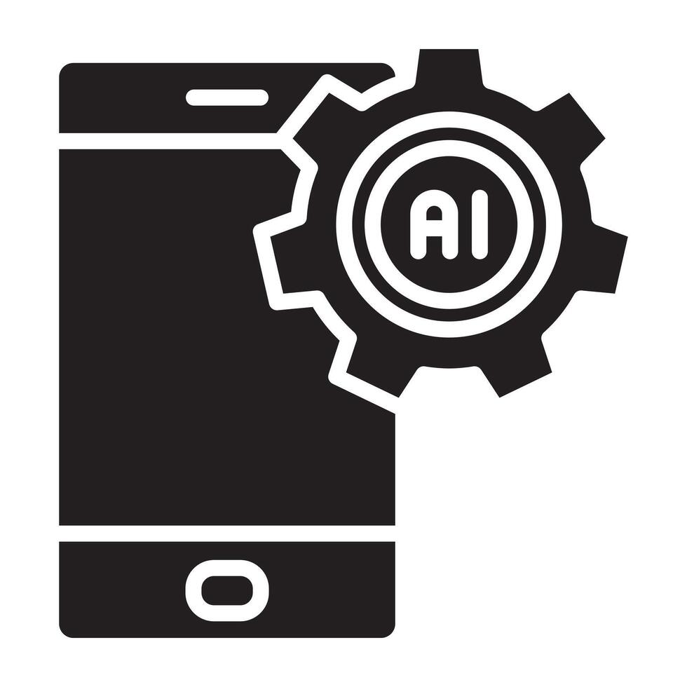 artificial inteligencia inteligente teléfono ai icono. vector