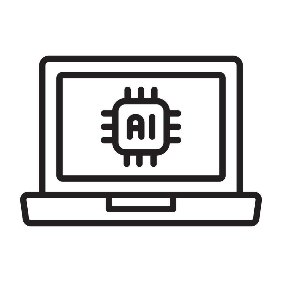 Artificial intelligence laptop ai icon. vector