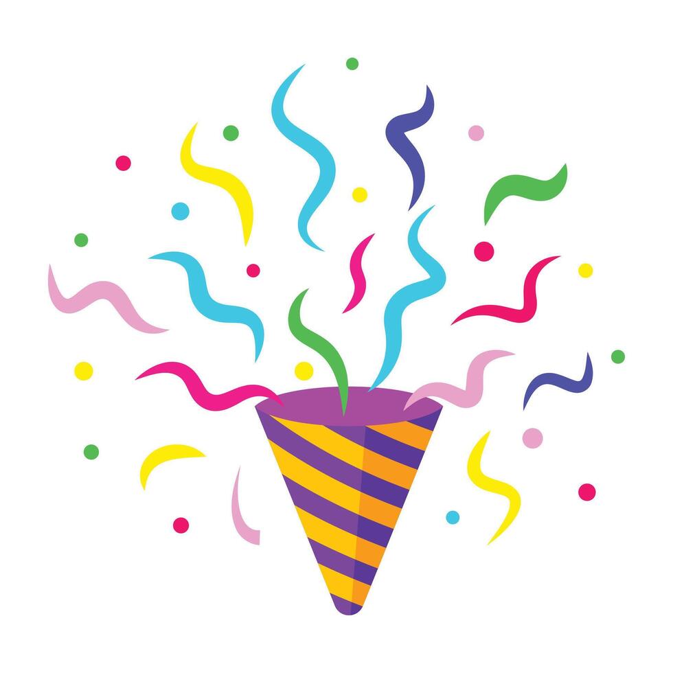 Party confetti popper exploding birthday. vector