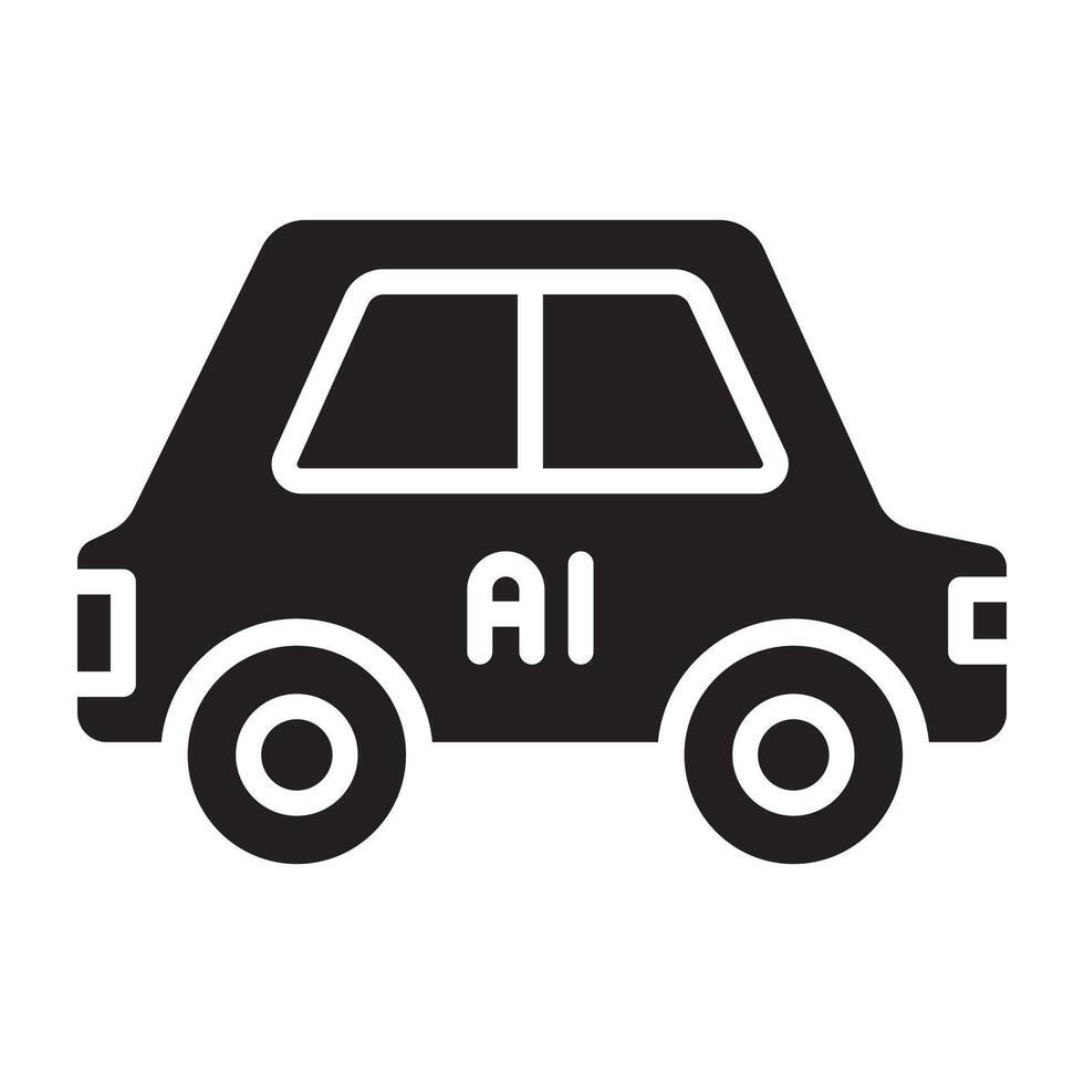 Autonomous car with artificial intelligence icon. vector