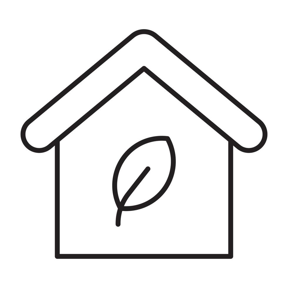 Green eco home line icon. vector