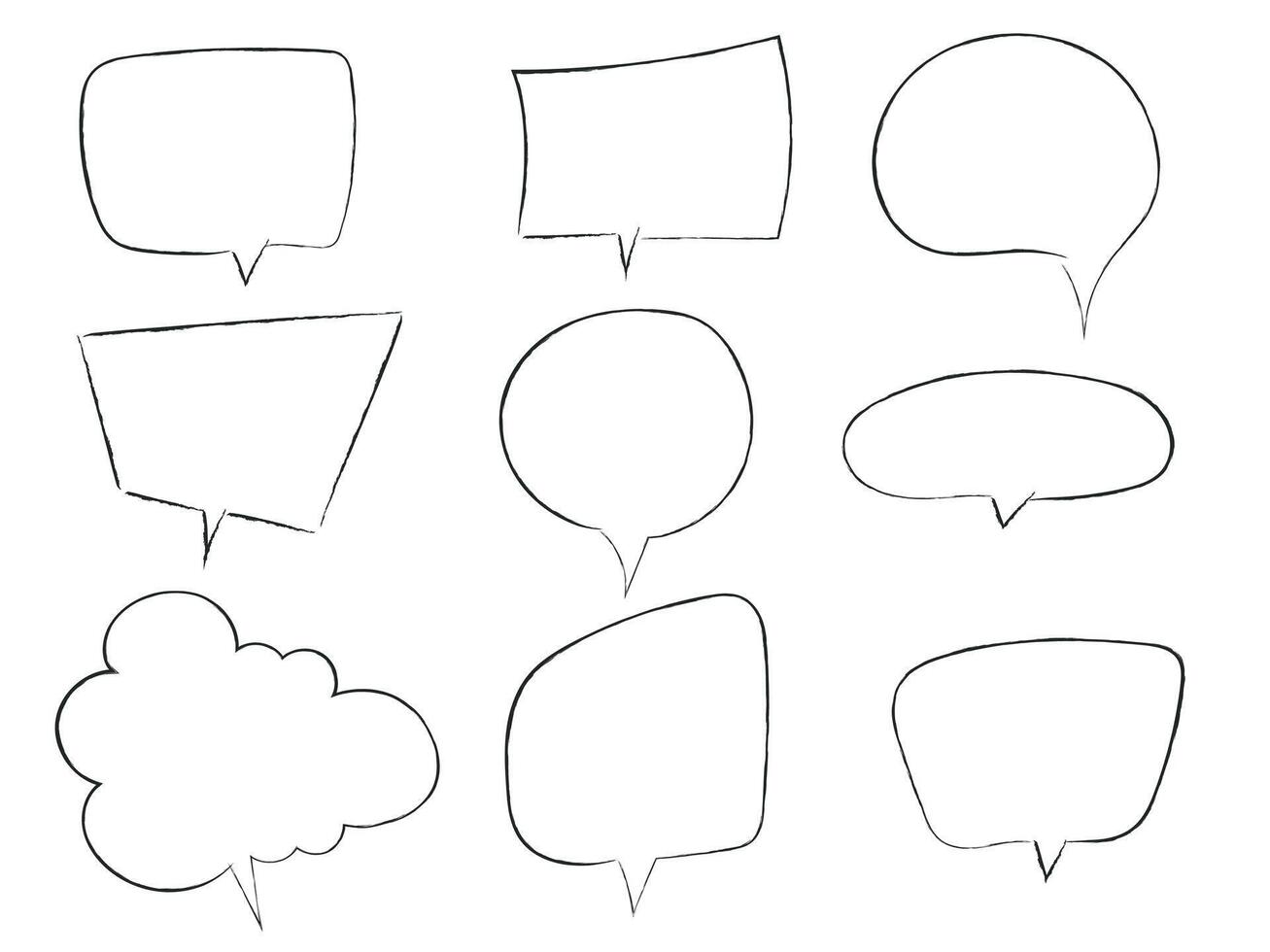 Comic retro speech bubbles set. Outline text box, frame collection vector