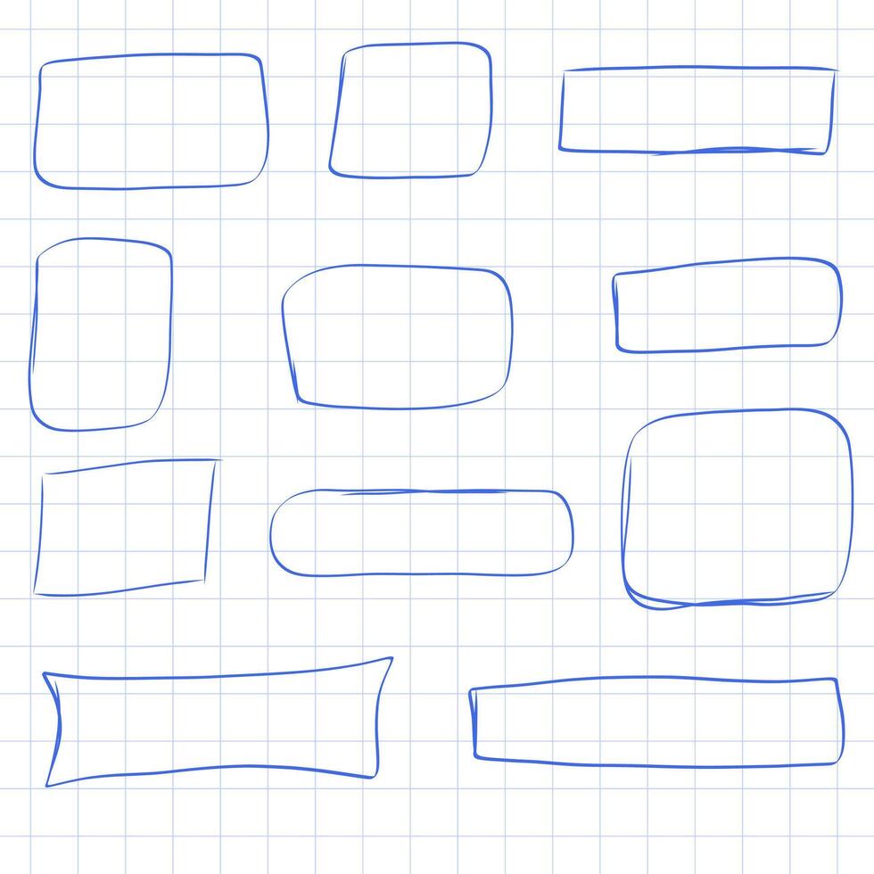 Hand drawn with a pen on a checkered sheet of paper frame for text vector