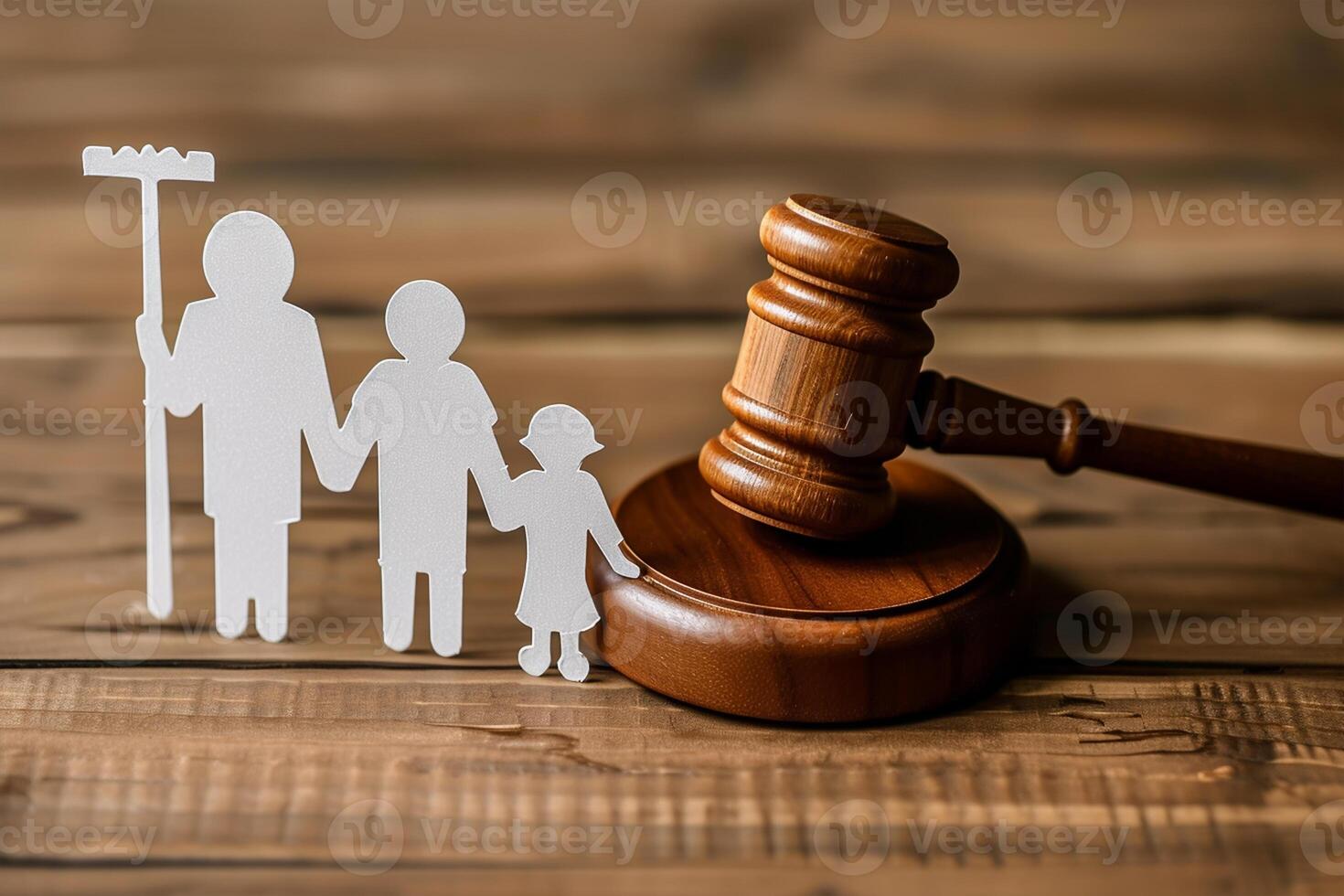 AI generated Paper cut family, judge gavel. Family Law , text copy space, ultra sharpen, sharps color graded photo