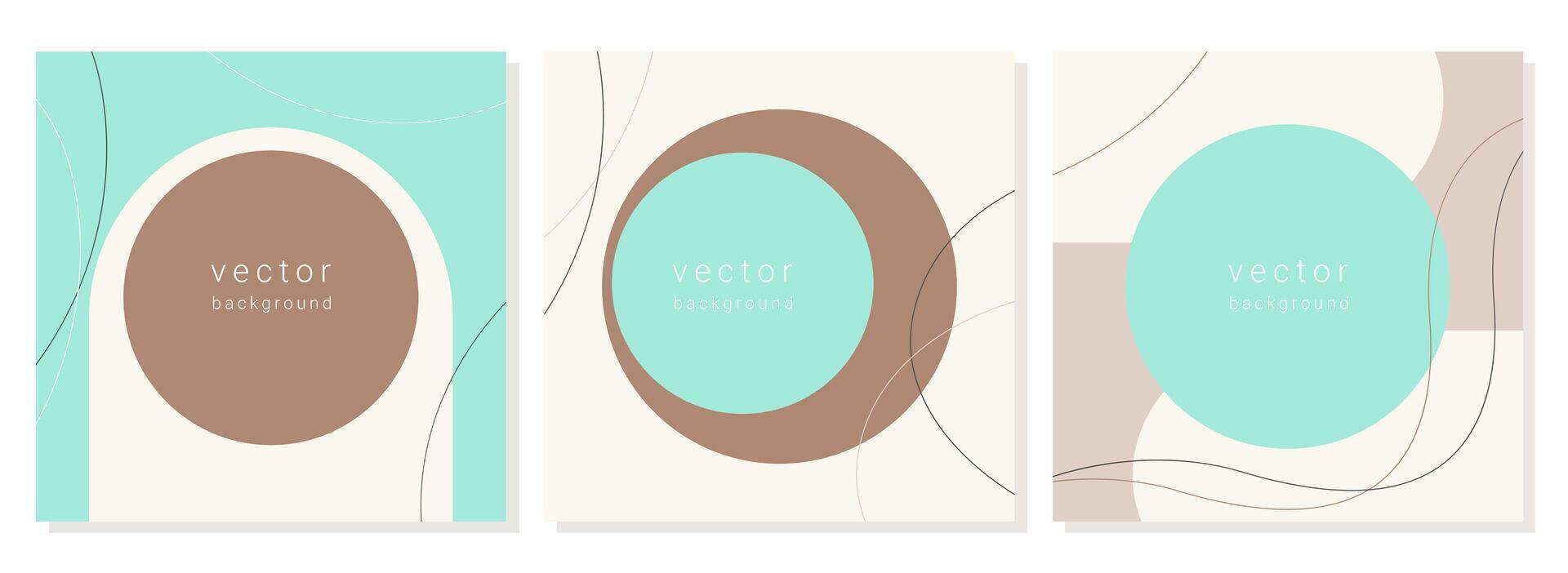 Templates posters social stories square layout, abstract boho style, brown and blue pastel colors banner and advertising design, brochure. vector