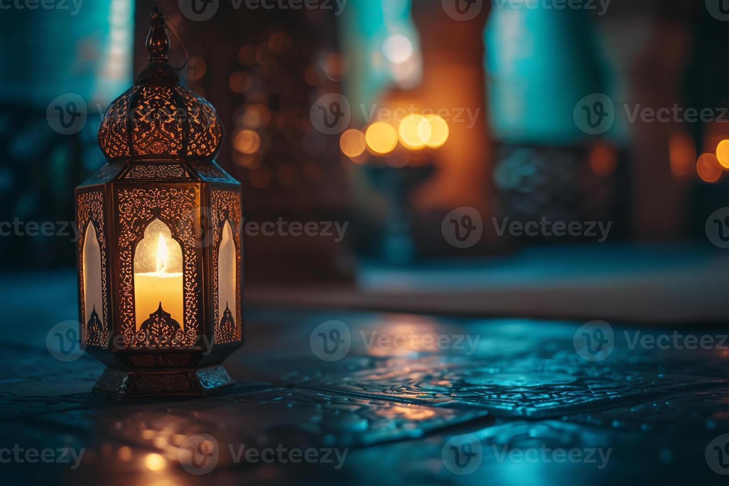 AI generated Ramadan concept background with typical Arabic ornaments for banners or posters photo