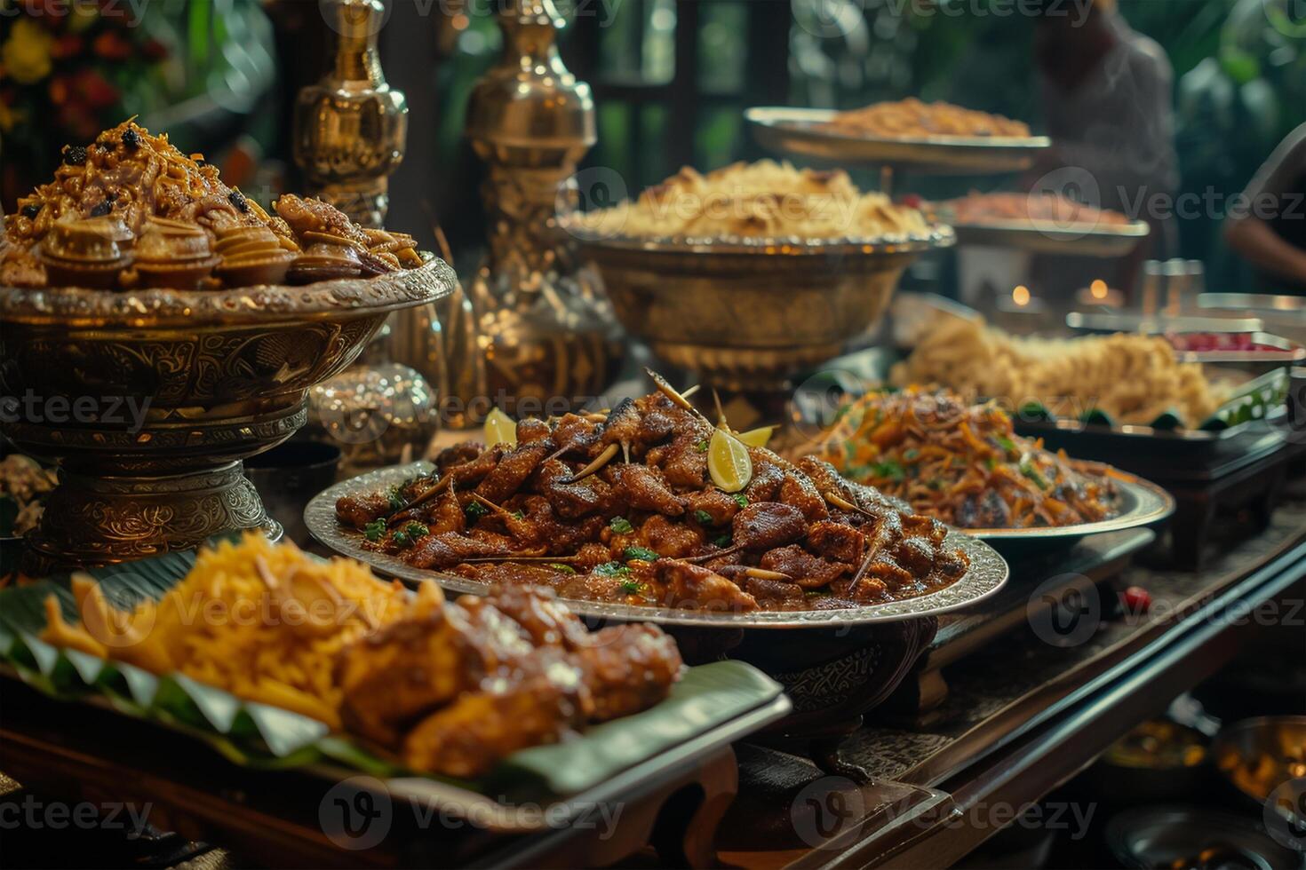 AI generated Traditional menu during Eid mubarak in Indonesia photo