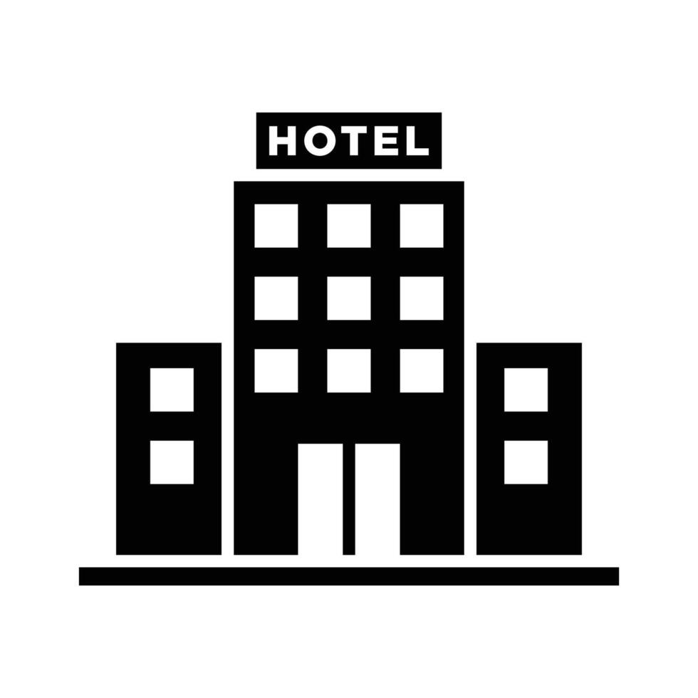 hotel edificio icono vector diseño modelo en blanco antecedentes