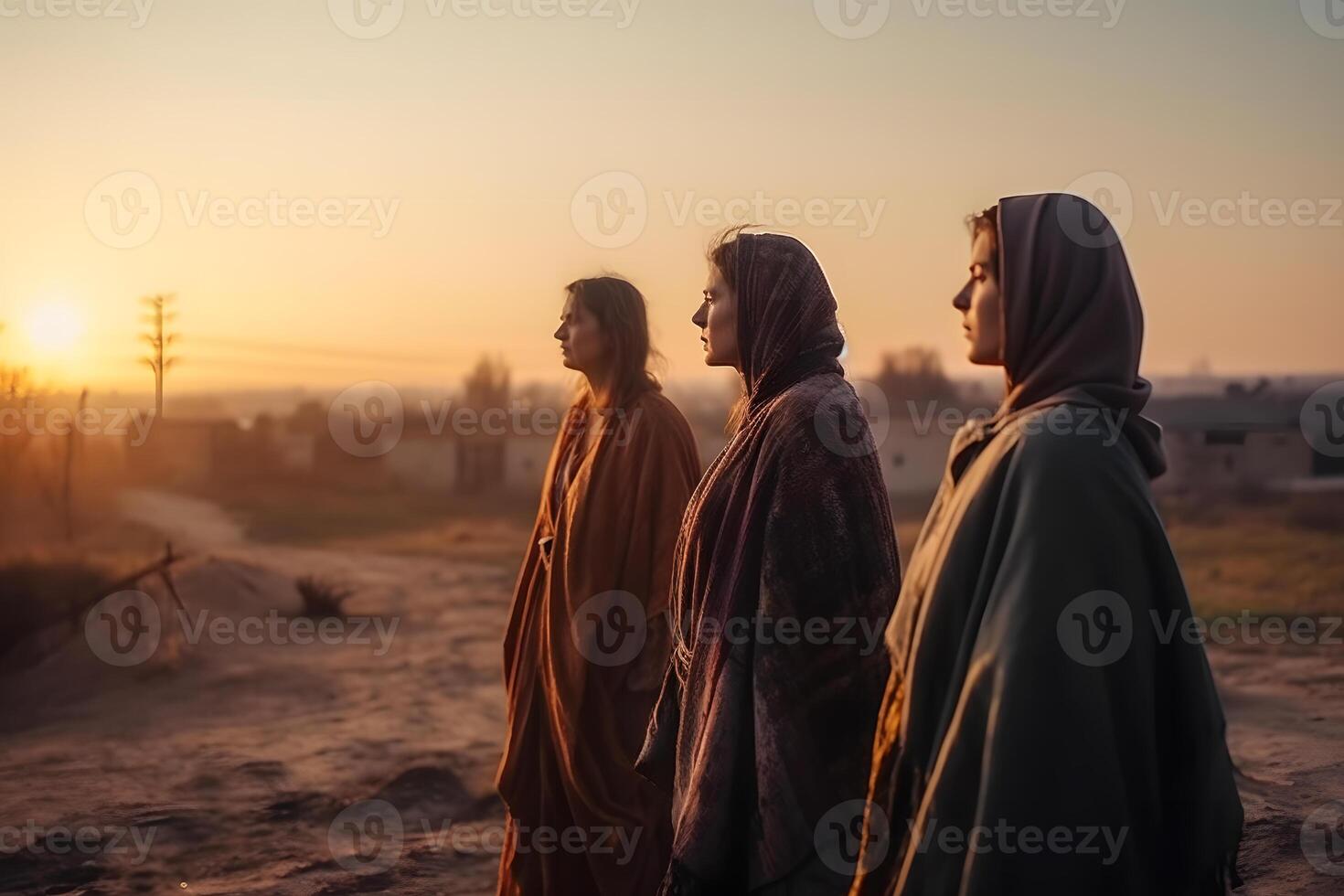 AI generated Three women from the Berber tribe. Neural network AI generated photo