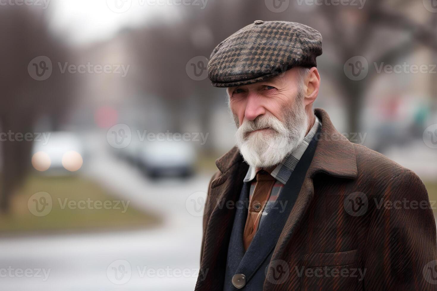 ai generado retrato de un sonriente antiguo hombre en el Georgia. neural red ai generado foto