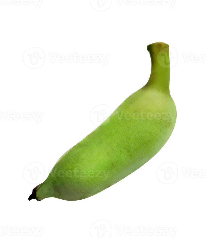 Green Plantain Banana Isolated on White photo
