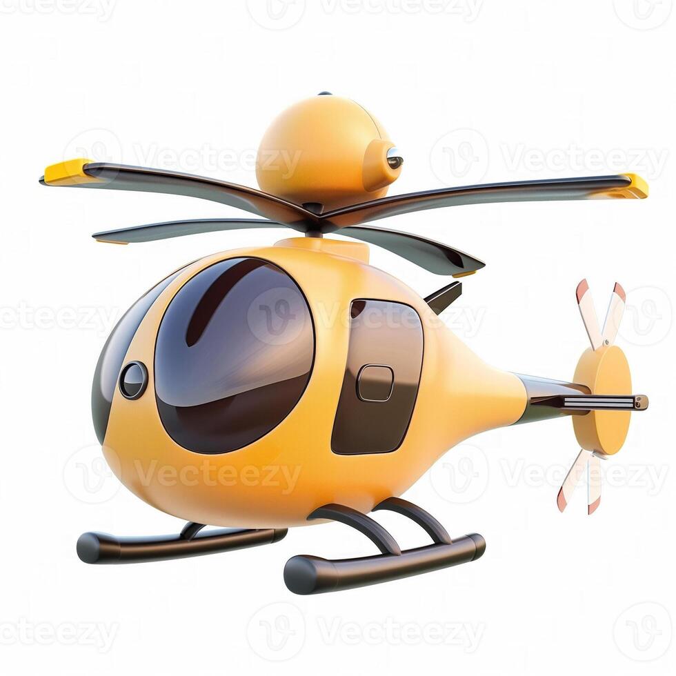 ai generado moderno amarillo helicóptero 3d ilustración tecnología foto