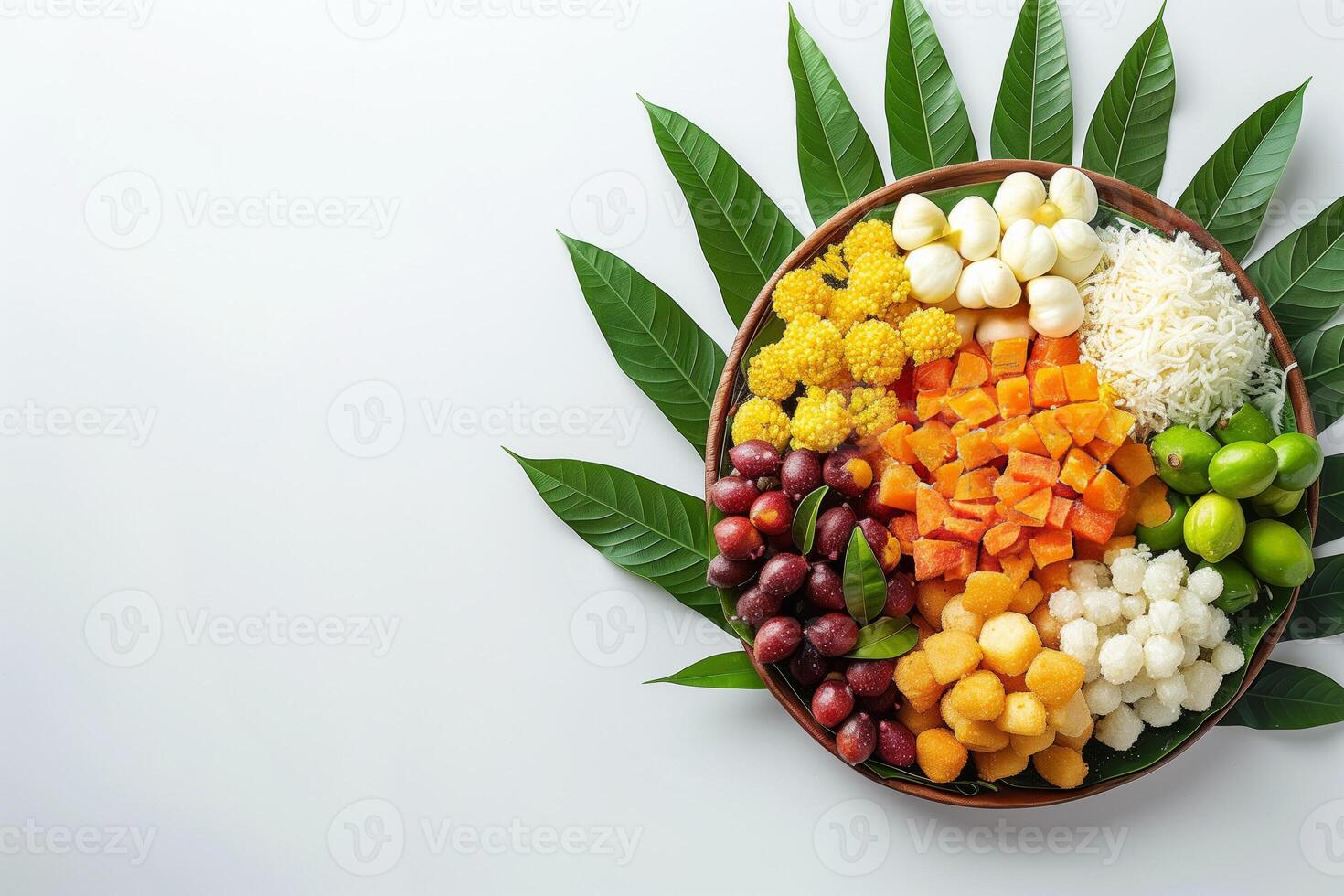 AI generated Fresh Tropical Fruit Assortment with Copy Space photo