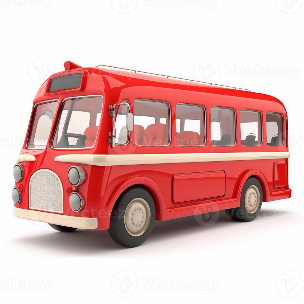 AI generated Vintage Red Bus Travel Design Isolated photo