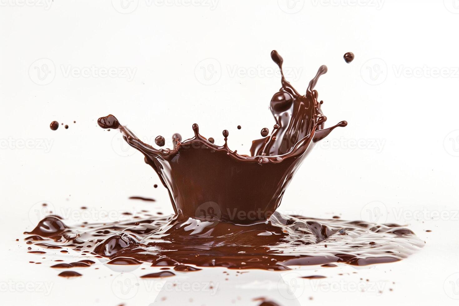 AI generated Chocolate Splash Elegance, White Background photo