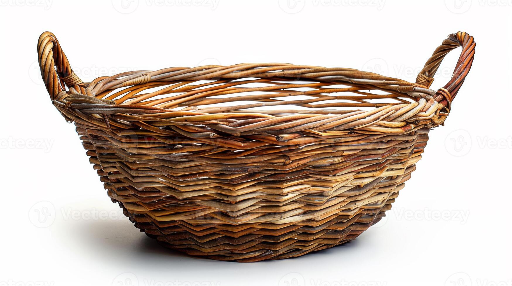 AI generated Handwoven Wicker Basket Isolated with Copyspace photo