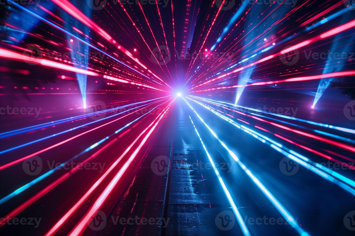 AI generated Dynamic Red and Blue Laser Rays Background for Event photo