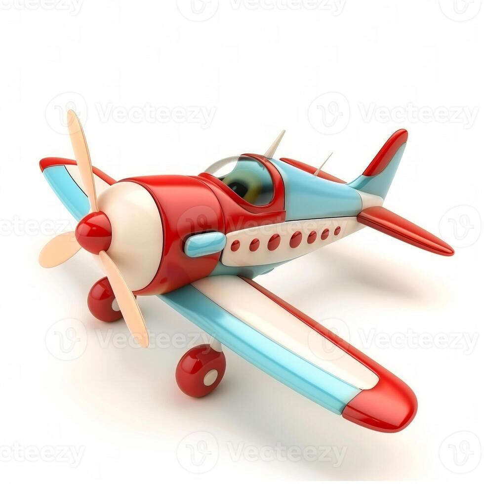 AI generated Colorful Cartoon Airplane on White Background photo