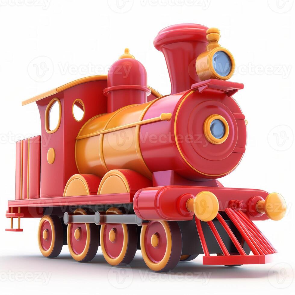 AI generated Colorful Vintage Cartoon Toy Train Isolated photo