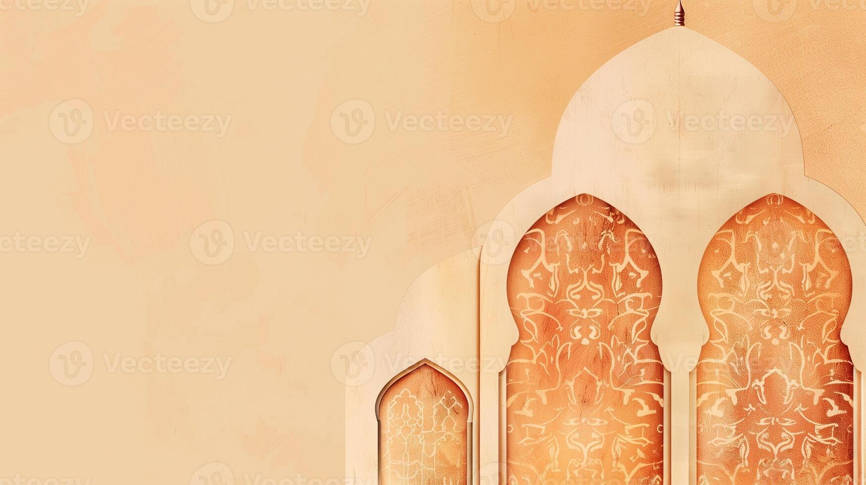 AI generated Ramadan Inspired Arabesque Background with Text Space photo