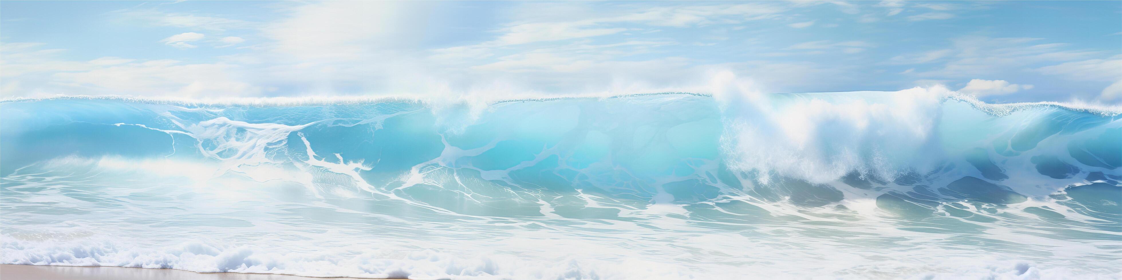 AI generated Beautiful sandy beach and soft blue ocean wave realistic photography photo