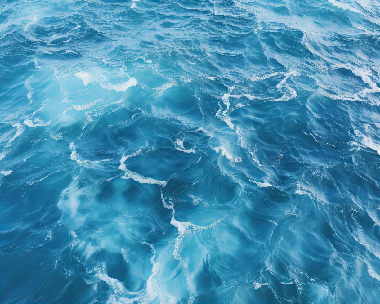 AI generated Blue water ocean texture, top view photo