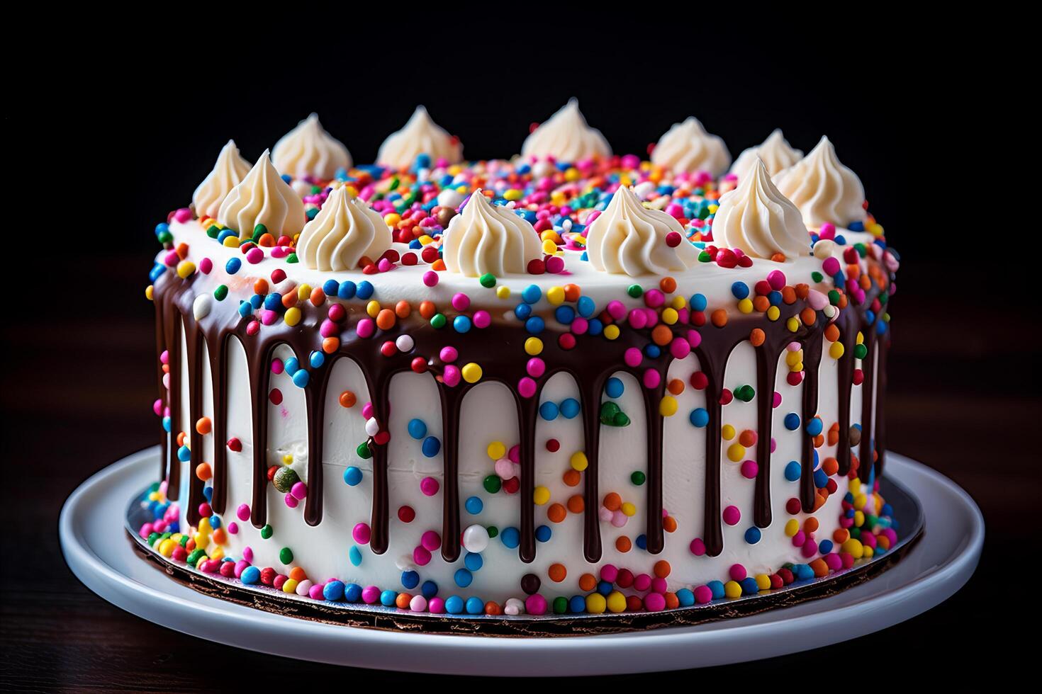 AI generated Celebration birthday cake with colorful sprinkle photo