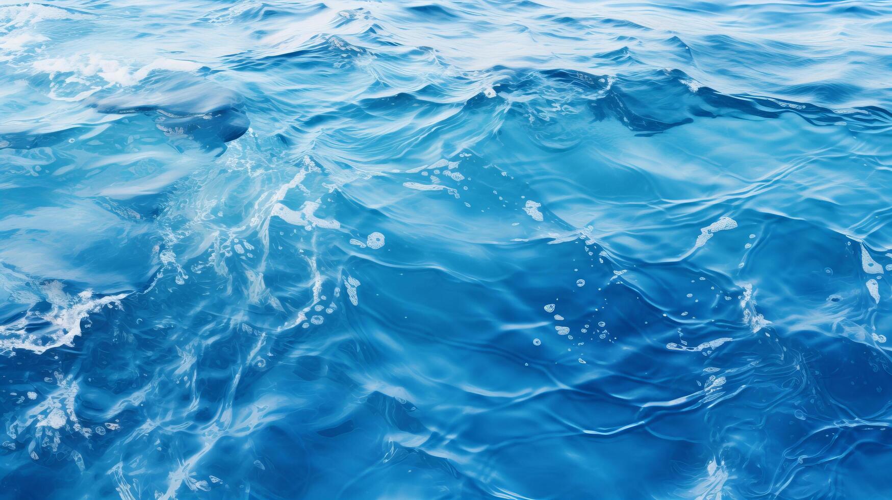 AI generated Blue water ocean texture, top view photo