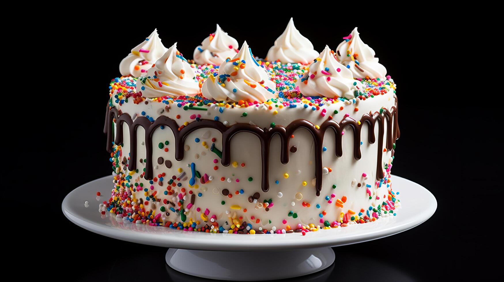 AI generated Celebration birthday cake with colorful sprinkle photo