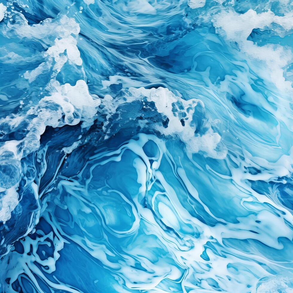 AI generated Blue water ocean texture, top view photo