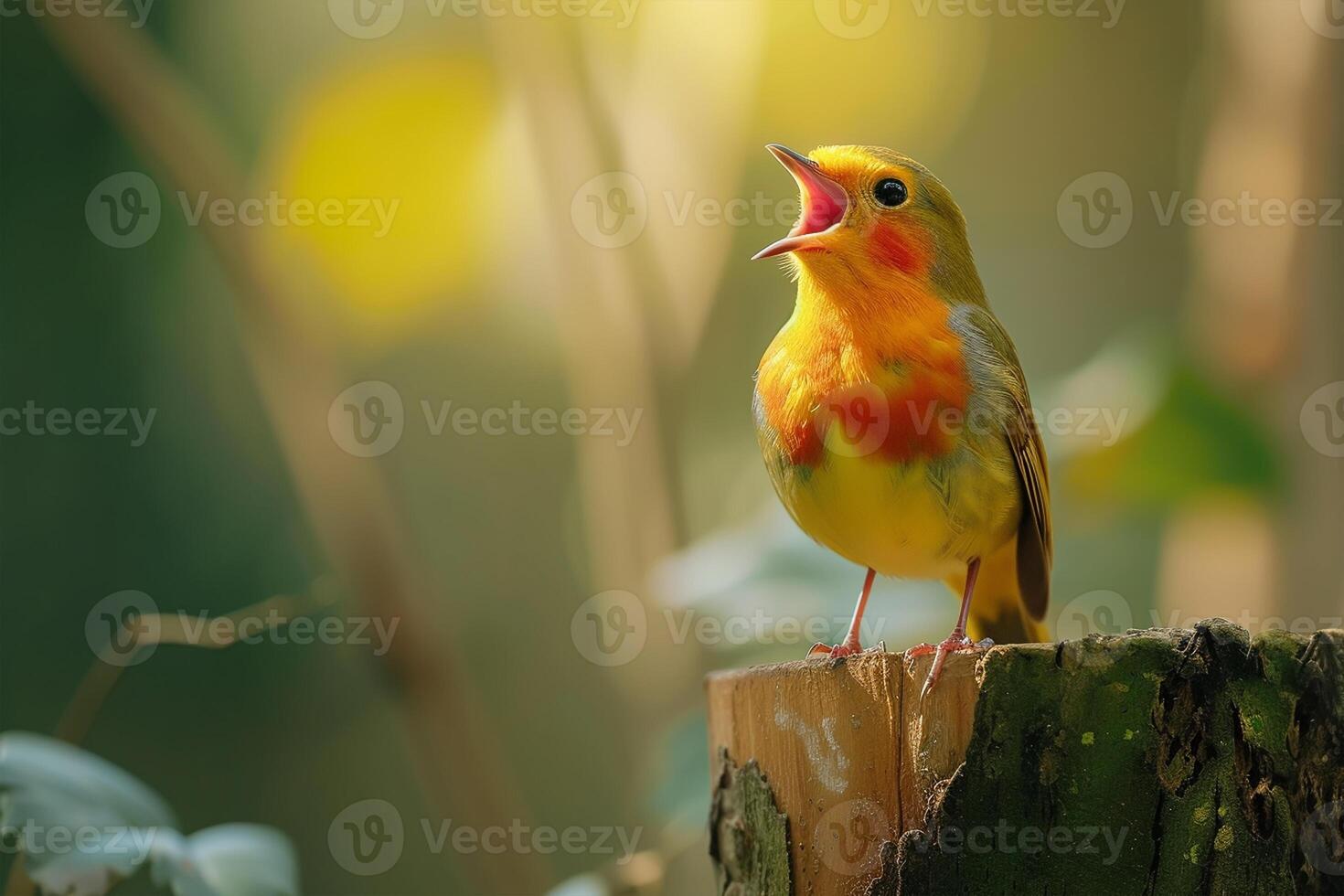 ai generado contento pájaro cantando, mundo fauna silvestre día foto