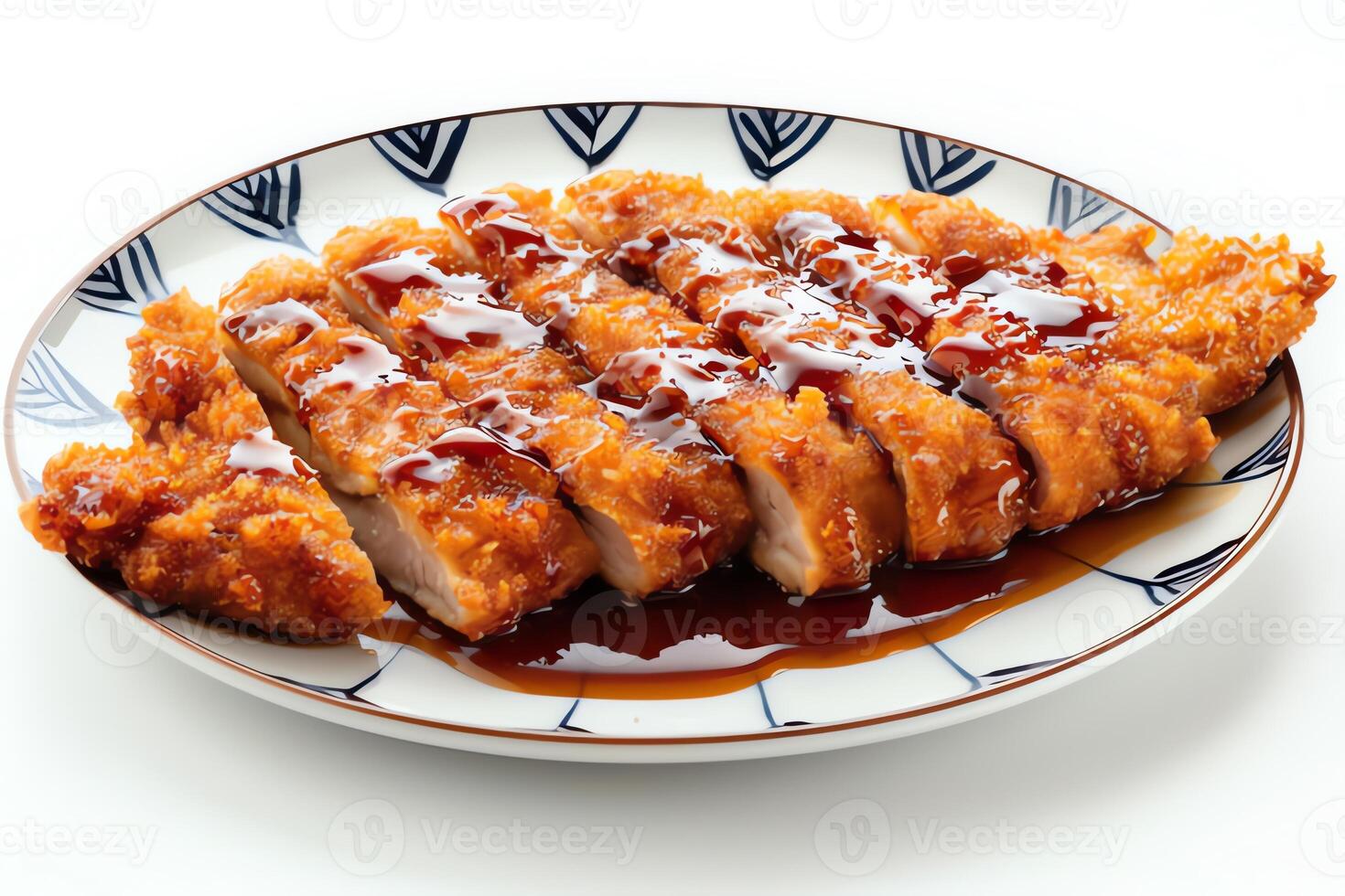 AI generated Tonkatsu served on a plate isolated on a white background photo