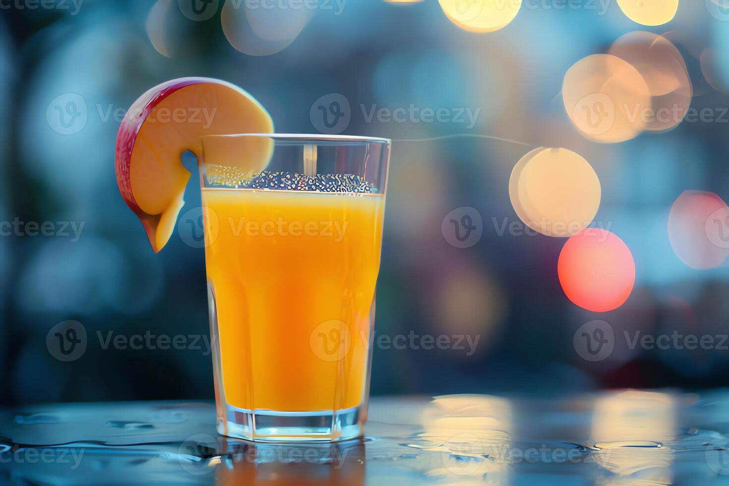 AI generated Glass of apple juice is on the table photo