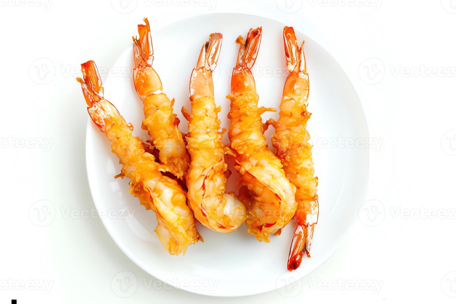 AI generated Tempura served on a plate isolated on a white background photo