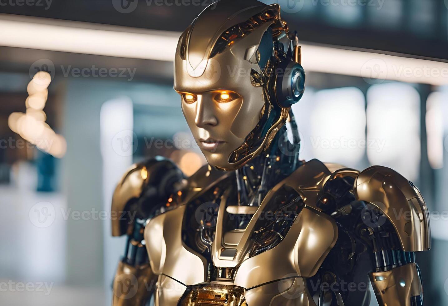 AI generated Artificial intelligence, futuristic composition, Futuristic male cyborg photo