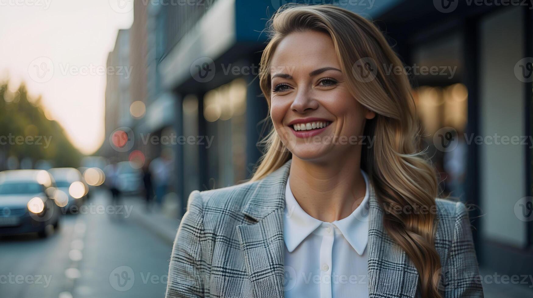 AI generated Happy young business woman, Young mixed race businesswoman smiling to camera,Portrait of successful business woman inside office, standing with arms crossed photo