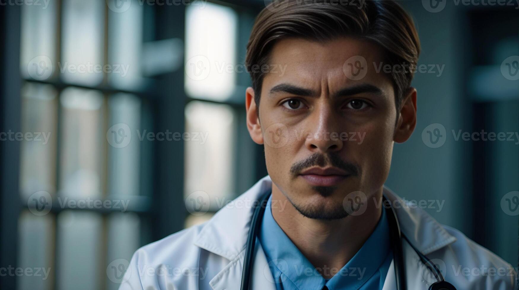 AI generated National Doctors Day, Young caucasian male scientific in laboratory. Dentist Doctor Portrait. Young Man at His Workplace, AI Generative photo