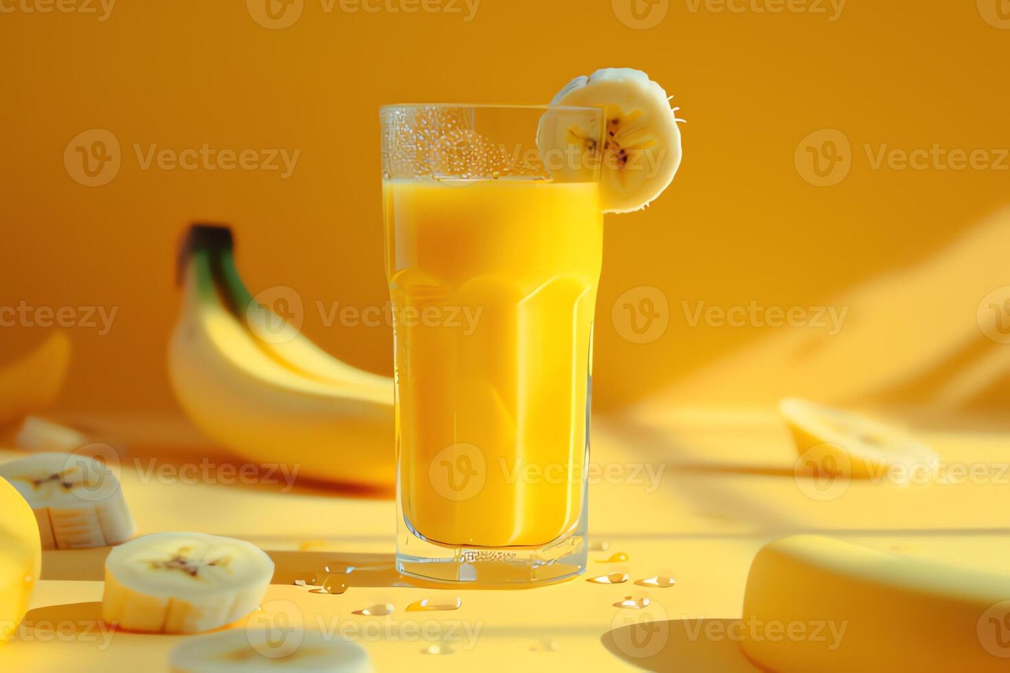 AI generated Glass of banana juice is on the table photo