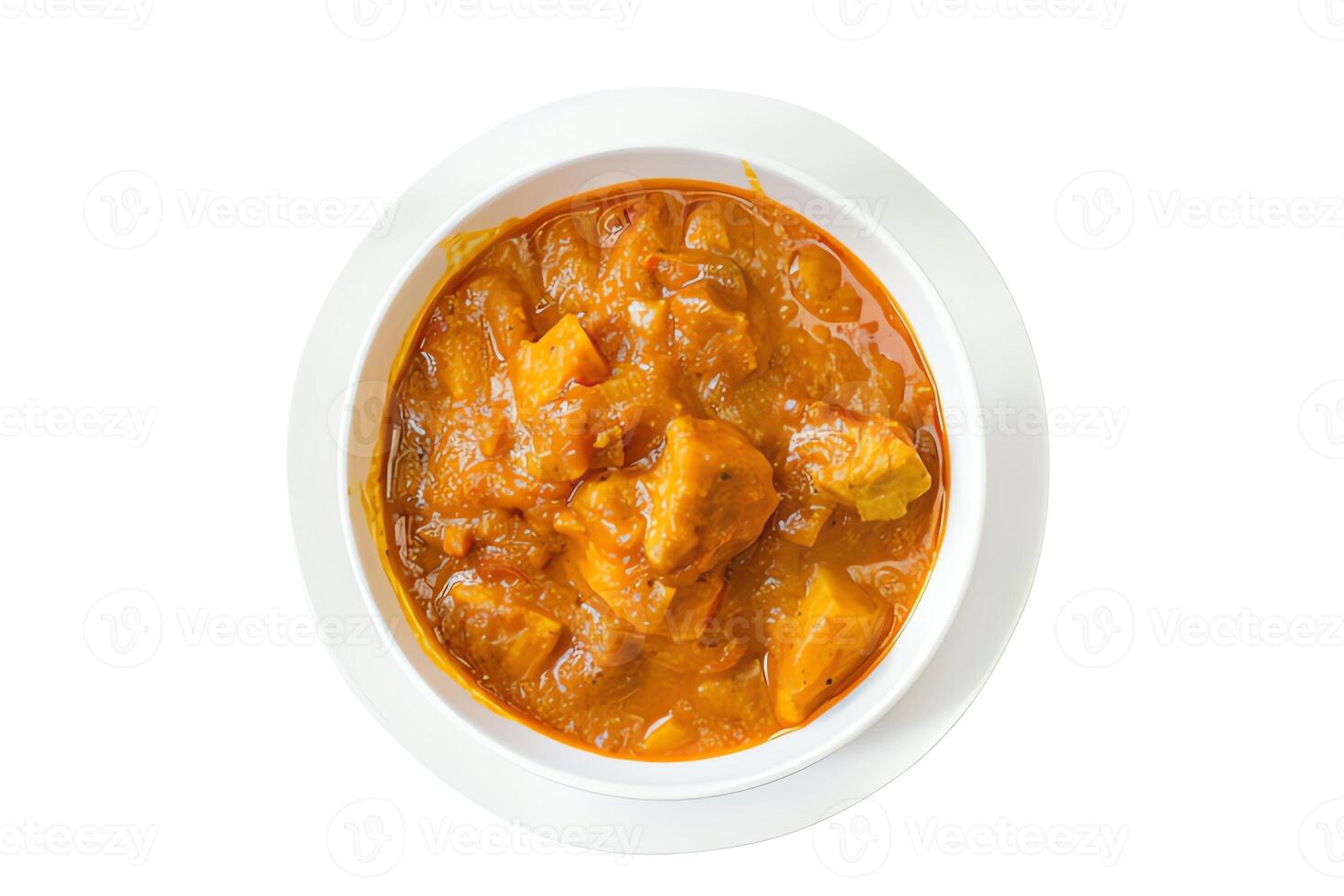AI generated Japanese curry served on a plate isolated on a white background photo