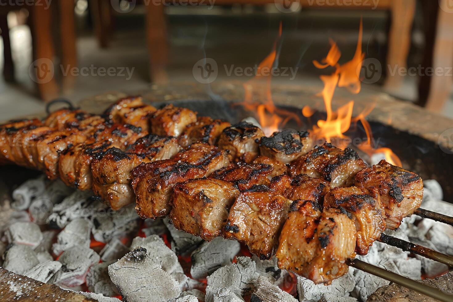 AI generated lamb being grilled on coal professional advertising food photography photo