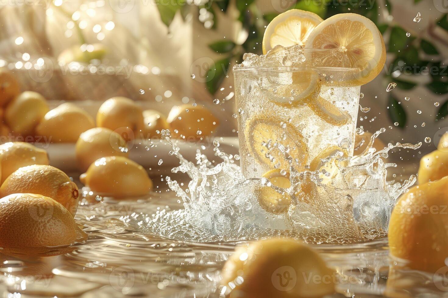 AI generated fresh squeezed lemonade professional advertising food photography photo