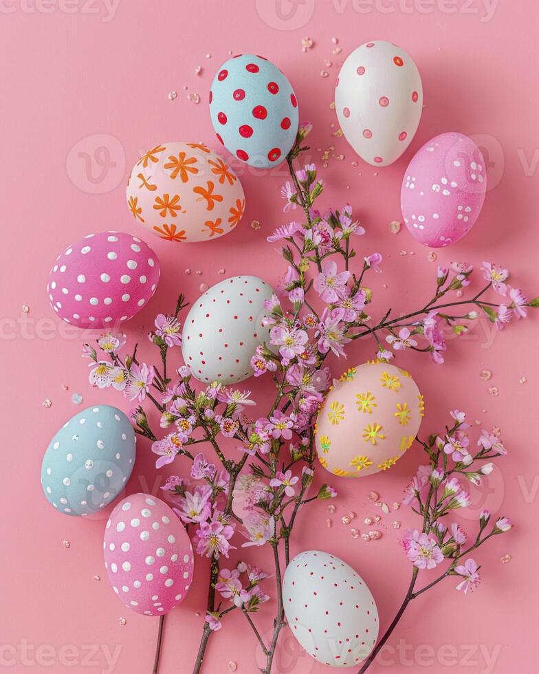 AI generated Happy easter decoration background photo