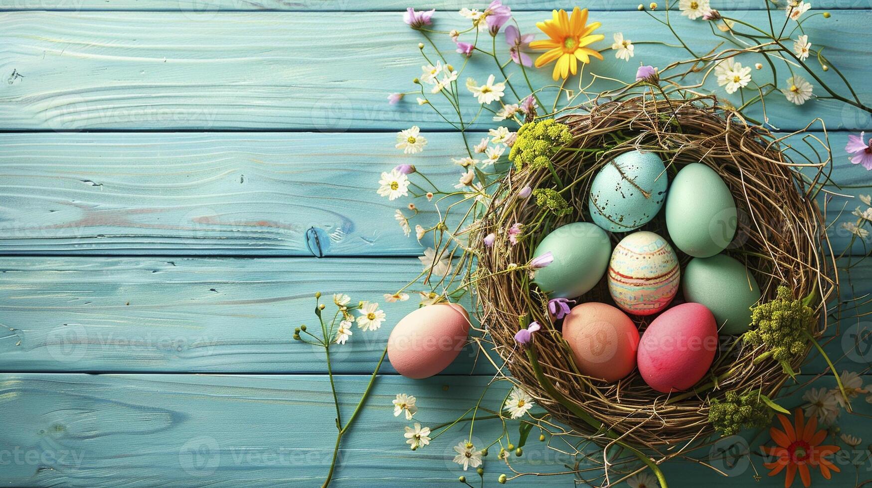 AI generated Happy easter decoration background photo