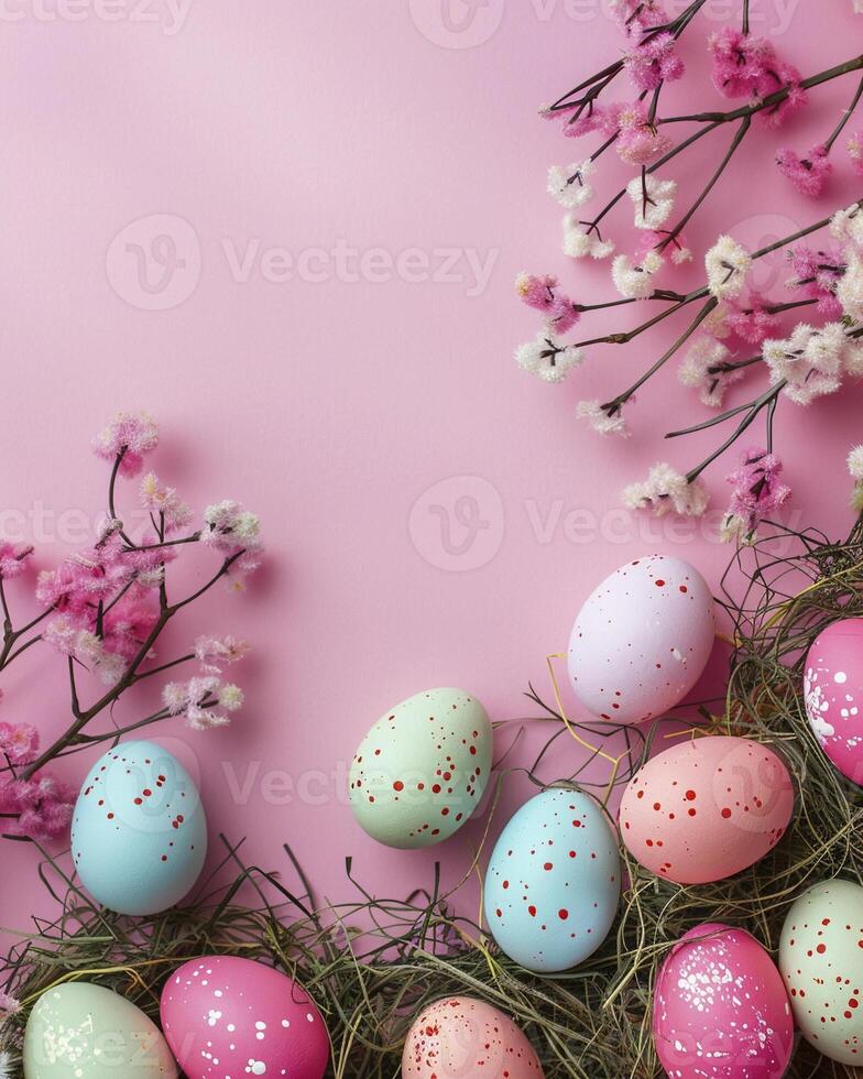 AI generated Happy easter decoration background photo