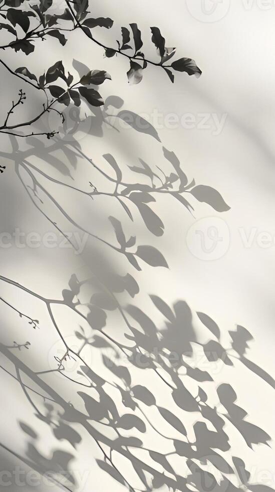 AI generated Neutral pastel cream walls decorated with tree branches photo